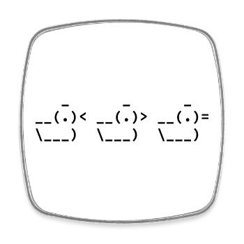 Triple Canard - Ascii Art - Magnet carré - blanc - Devant