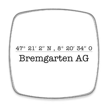Bremgarten, Canton of Aargau, coordinates - Square fridge magnet - white - Front