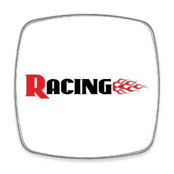 Graphique de course avec flammes - Auto-auto Bike Decals - Magnet carré - blanc - Devant