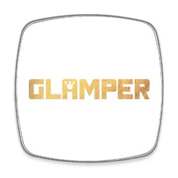 Glamper Krone Gold Camping Luxus Camper Fan deluxe - Viereckiger Kühlschrankmagnet - Weiß - Vorne