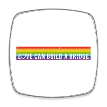 Love can build a bridge Rainbow-Design - Viereckiger Kühlschrankmagnet - Weiß - Vorne