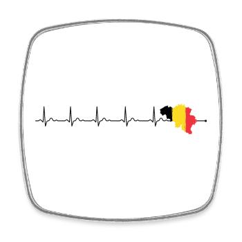 Heartbeat Belgien Flagge - Viereckiger Kühlschrankmagnet - Weiß - Vorne