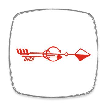 Seltsamer roter Pfeil - Viereckiger Kühlschrankmagnet - Weiß - Vorne