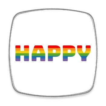 T-shirt arc-en-ciel Pride Happy | LGBT lgbtqi queer - Magnet carré - blanc - Devant