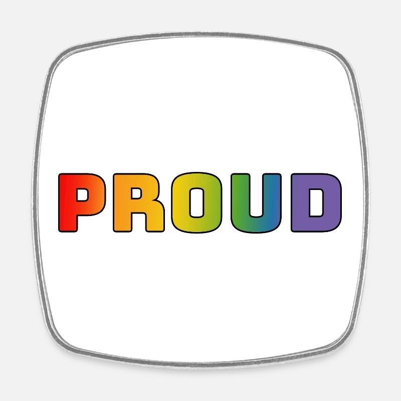Rainbow proud black - Square fridge magnet - white