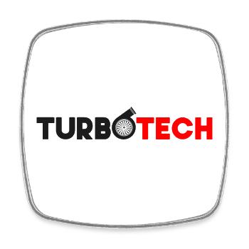 Turbotech - Rot & Schwarz Turbo-Lader - Viereckiger Kühlschrankmagnet - Weiß - Vorne