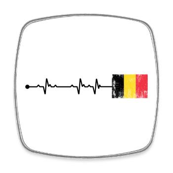 Belgien Flagge Herzschlag - Viereckiger Kühlschrankmagnet - Weiß - Vorne