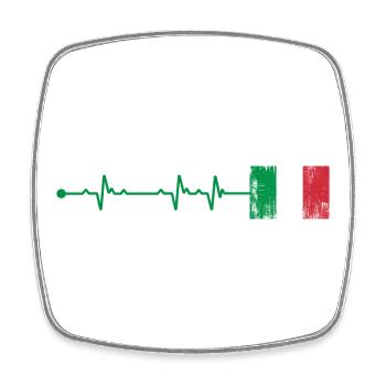 Italien Flagge Herzschlag - Viereckiger Kühlschrankmagnet - Weiß - Vorne