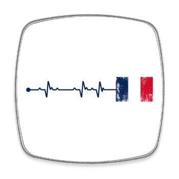 Battement de cœur du drapeau de la France - Magnet carré - blanc - Devant