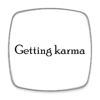 Obtenir du karma, lettrage noir - Magnet carré - blanc - Devant