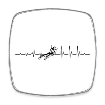 Heartbeat Ski - Square fridge magnet - white - Front