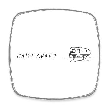Motorhome Camp Champ Spruch Camping - Square fridge magnet - white - Front
