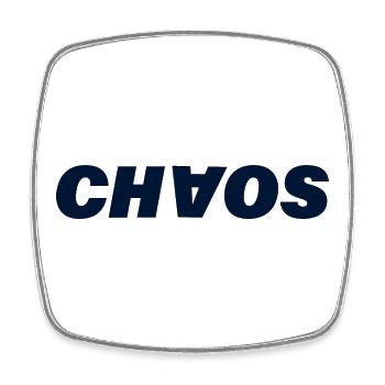 CHAOS - Viereckiger Kühlschrankmagnet - Weiß - Vorne