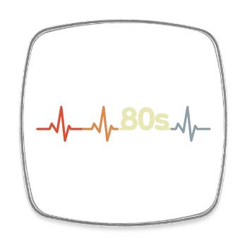 80s ECG - Square fridge magnet - white - Front
