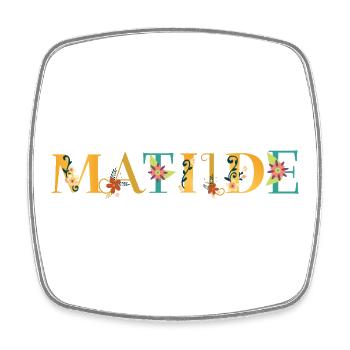 MATILDE Name Art With Flowers Embroidered - Square fridge magnet - white - Front