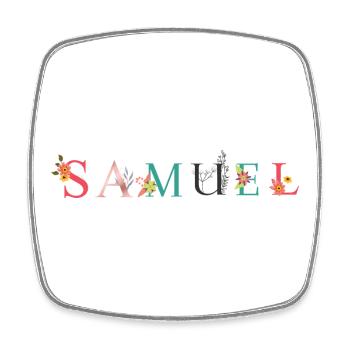 SAMUEL Name Art With Flowers Embroidered - Square fridge magnet - white - Front