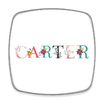 CARTER Name Art With Flowers Embroidered - Square fridge magnet - white - Front