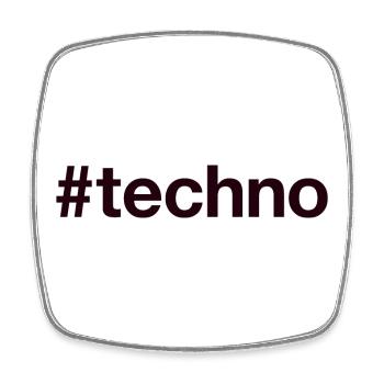 TECHNO Hashtag - Viereckiger Kühlschrankmagnet - Weiß - Vorne