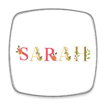 Le nom de SARAH décoré de fleurs - Magnet carré - blanc - Devant
