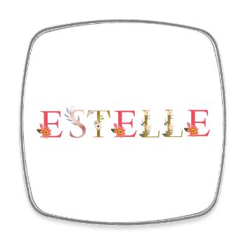 ESTELLE name decorated with flowers - Square fridge magnet - white - Front
