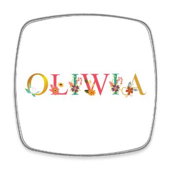 OLIWIA name decorated with flowers - Square fridge magnet - white - Front