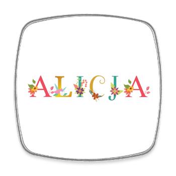 ALICJA name decorated with flowers - Square fridge magnet - white - Front