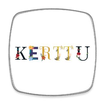 KERTTU name decorated with flowers - Square fridge magnet - white - Front