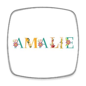 AMALIE name adorned with flowers - Square fridge magnet - white - Front