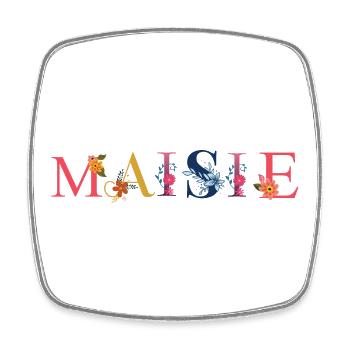 MAISIE Name mit Blumen geschmückt - Viereckiger Kühlschrankmagnet - Weiß - Vorne
