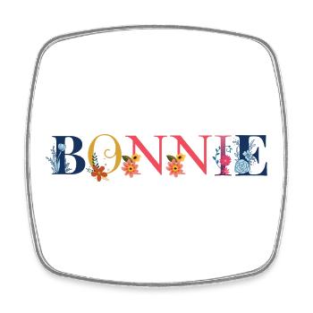 BONNIE Name mit Blumen geschmückt - Viereckiger Kühlschrankmagnet - Weiß - Vorne