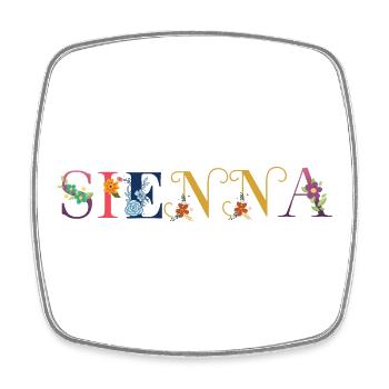 SIENNA Nom Décoré de Fleurs - Magnet carré - blanc - Devant
