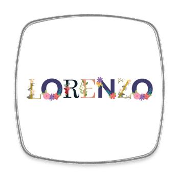LORENZO name adorned with flowers - Square fridge magnet - white - Front
