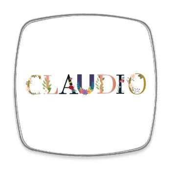 CLAUDIO Nom orné de fleurs - Magnet carré - blanc - Devant
