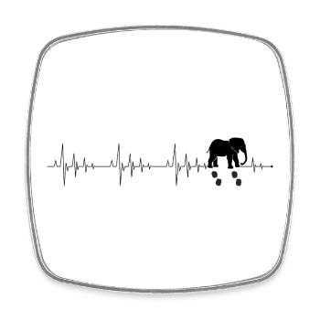 Herzschlag Elefant - Viereckiger Kühlschrankmagnet - Weiß - Vorne