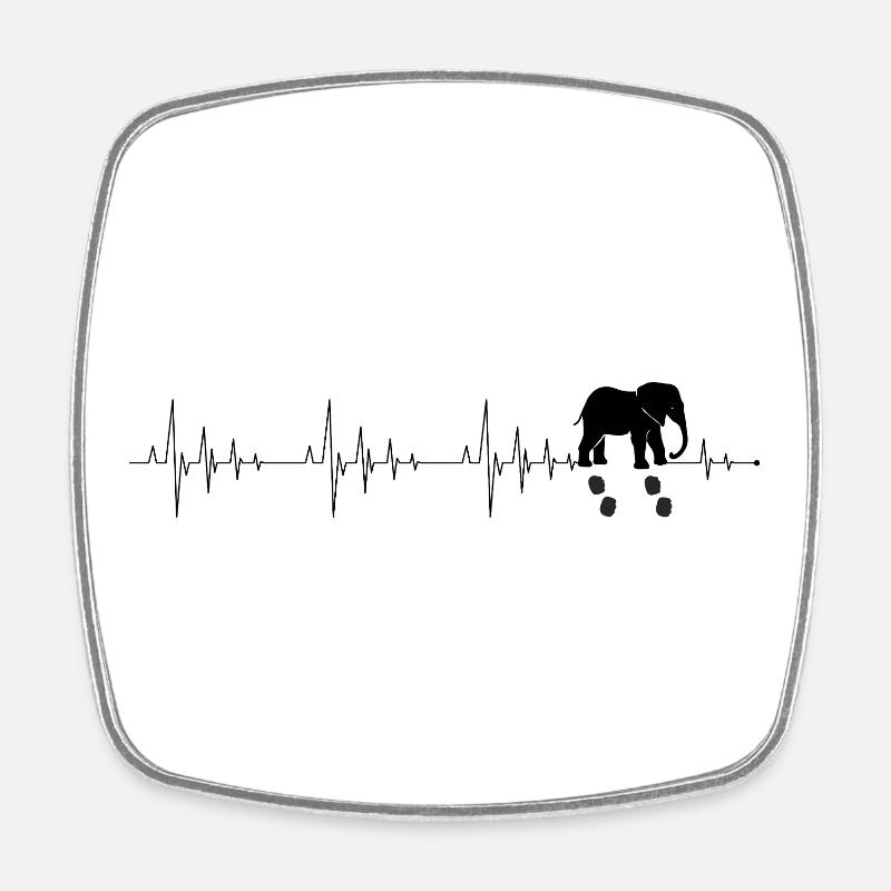 Herzschlag Elefant - Viereckiger Kühlschrankmagnet - Weiß