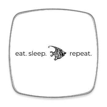 Eat Sleep [fish] Repeat - Viereckiger Kühlschrankmagnet - Weiß - Vorne