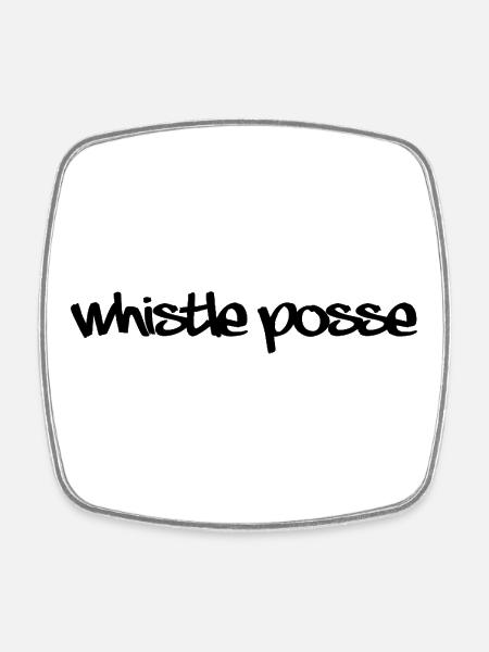 1990s rave style "Whistle posse" - Square fridge magnet - white