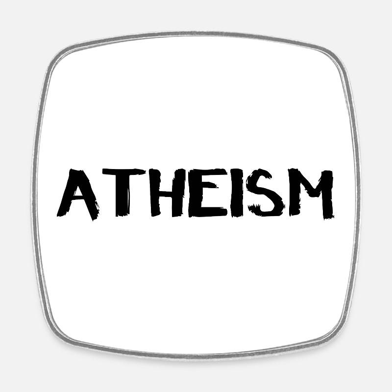 ATHEISM – Modern Brush Lettering - Square fridge magnet - white