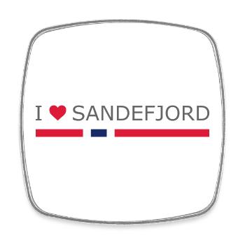 J’aime Sandefjord - Norvège - Norvège - Norvège - Magnet carré - blanc - Devant