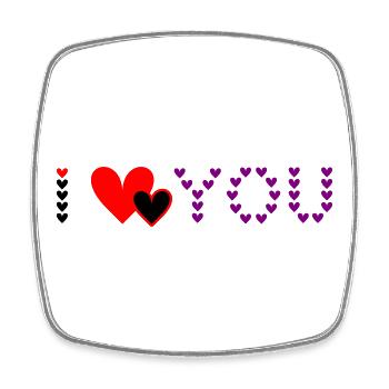 Coeur Design Violet Love Coeurs - Magnet carré - blanc - Devant