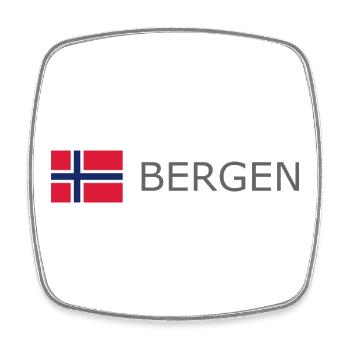 Norway Flag - Bergen - Norge - Norwegen - Viereckiger Kühlschrankmagnet - Weiß - Vorne