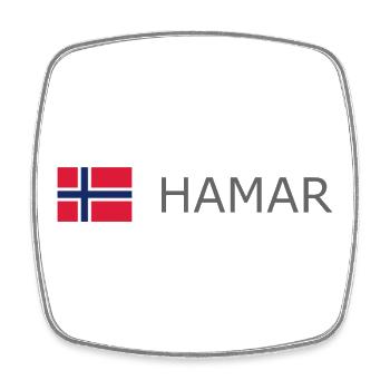 Norway Flag - Hamar - Norge - Norwegen - Square fridge magnet - white - Front