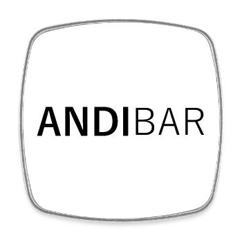 ANDIBAR – Namens-Wortspiel Andi, Andreas, Andy - Viereckiger Kühlschrankmagnet - Weiß - Vorne