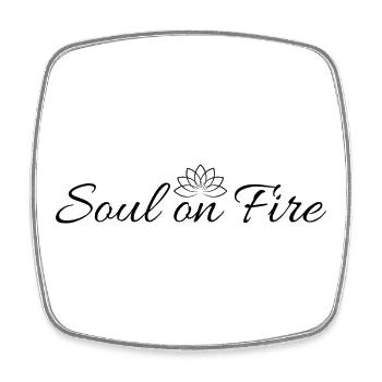 Lotus Flower with Motivational Saying Soul on Fire - Square fridge magnet - white - Front