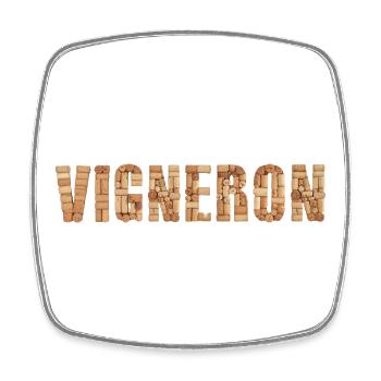 Vigneron – Typographie en bouchons de vin - Magnet carré - blanc - Devant