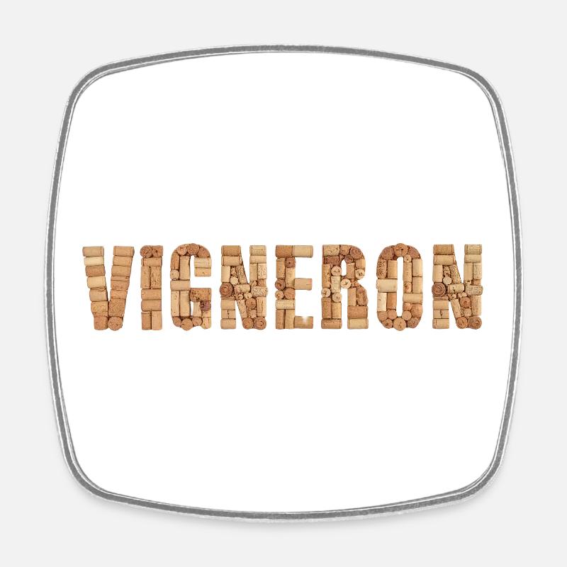 Vigneron – Typographie en bouchons de vin - Magnet carré - blanc
