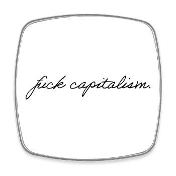 fuck capitalism - Viereckiger Kühlschrankmagnet - Weiß - Vorne