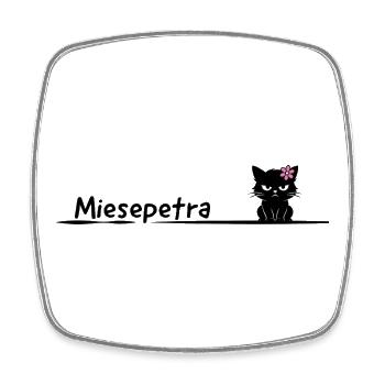 Miesepetra – Lustiges Katzen Wortspiel Petra - Viereckiger Kühlschrankmagnet - Weiß - Vorne