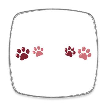 Empreintes de patte rouge bicolores - Magnet carré - blanc - Devant