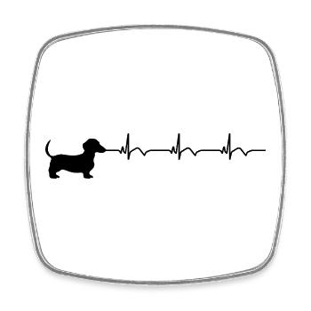 Dackel EKG Herzschlag - Viereckiger Kühlschrankmagnet - Weiß - Vorne